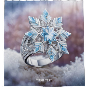 Fantasy Cute Vivid Blue Ring Snow Shower Curtain