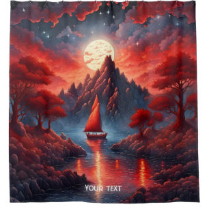 Fantasy Cute Vivid Boat Red Landscape Shower Curtain