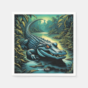 Fantasy Cute Vivid Cartoon Alligator Forest Napkin