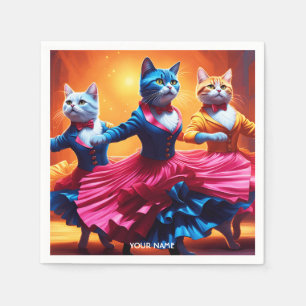 Fantasy Cute Vivid Cats Dancing Cancan Napkin