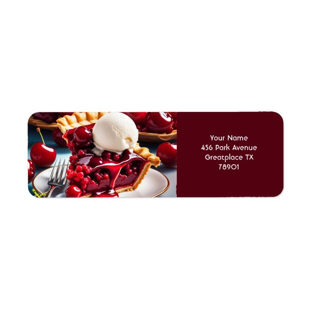 Fantasy Cute Vivid Cherry Icecream Pie Return Address Label (Front)