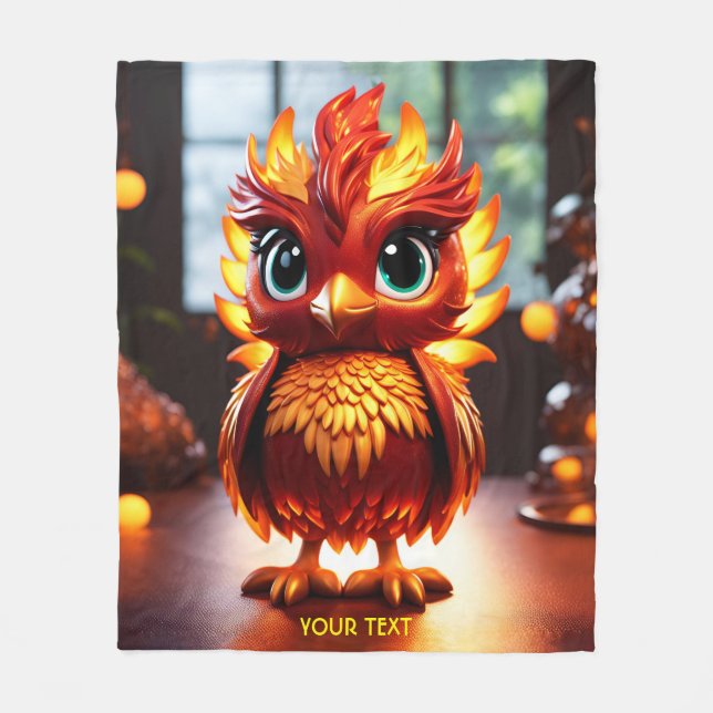 Fantasy Cute Vivid Cool Baby Phoenix Fleece Blanket (Front)