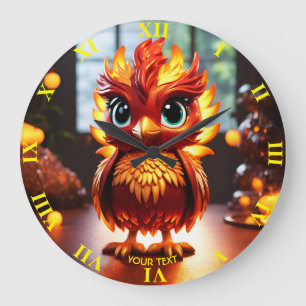 Fantasy Cute Vivid Cool Baby Phoenix Large Clock
