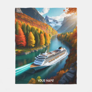 Fantasy Cute Vivid Cruise Liner River Fleece Blanket