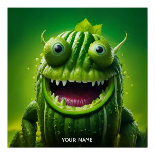 Fantasy Cute Vivid Cucumber Funny Creature Poster