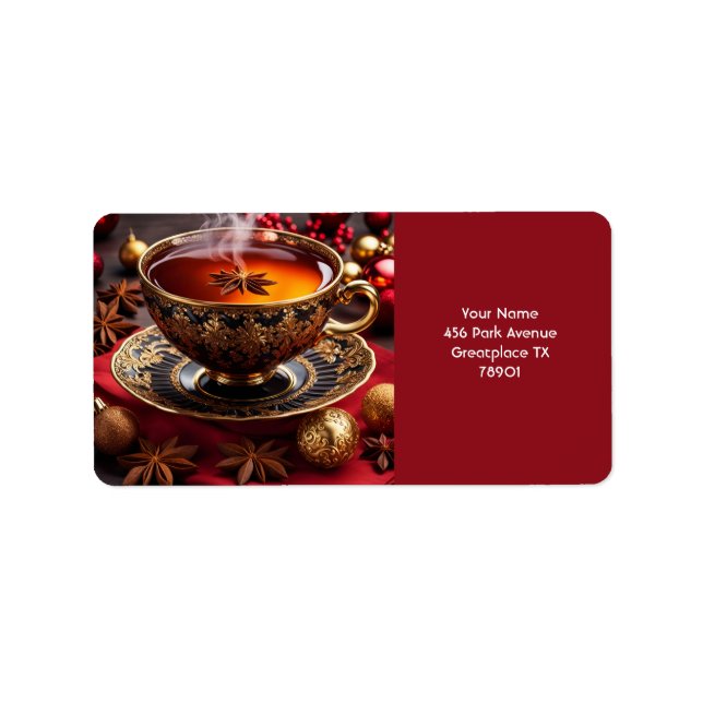 Fantasy Cute Vivid Cup Tea Christmas Label (Front)