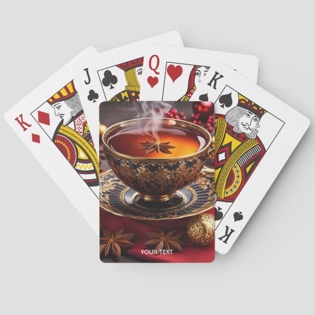 Fantasy Cute Vivid Cup Tea Christmas Playing Cards (Back)