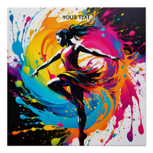 Fantasy Cute Vivid Dancer Splatter Painting Poster