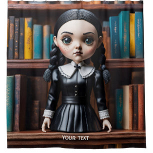 Fantasy Cute Vivid Doll Black Dress Shower Curtain