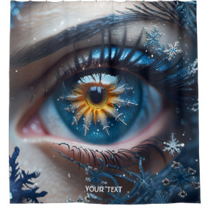 Fantasy Cute Vivid Eye Winter Snow Shower Curtain