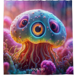 Fantasy Cute Vivid Eyes Sea Creature Shower Curtain
