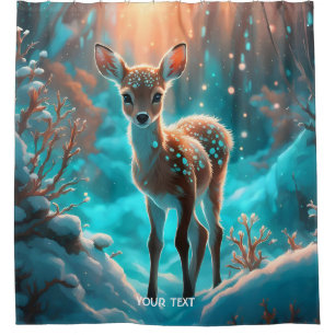 Fantasy Cute Vivid Fawn Baby Winter Shower Curtain