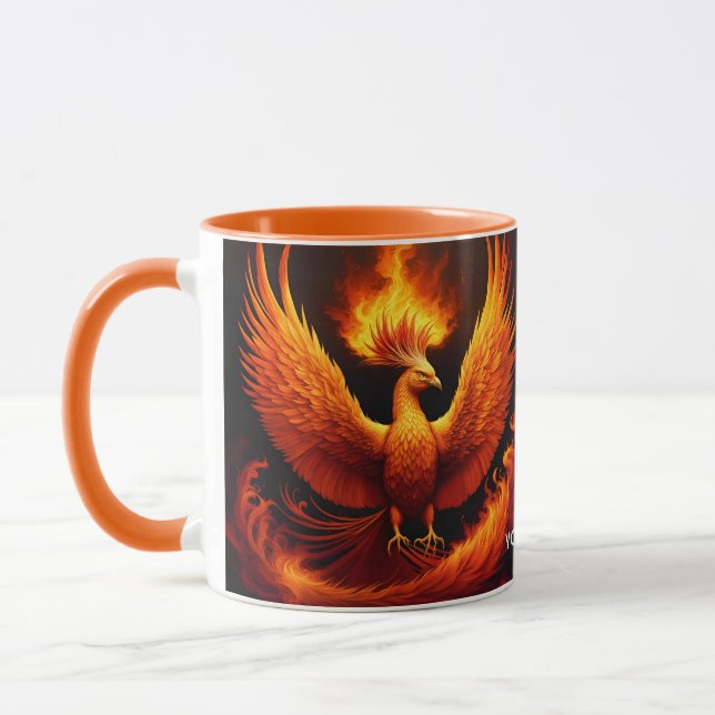 Fantasy Cute Vivid Flames Phoenix Bird Mug (Left)