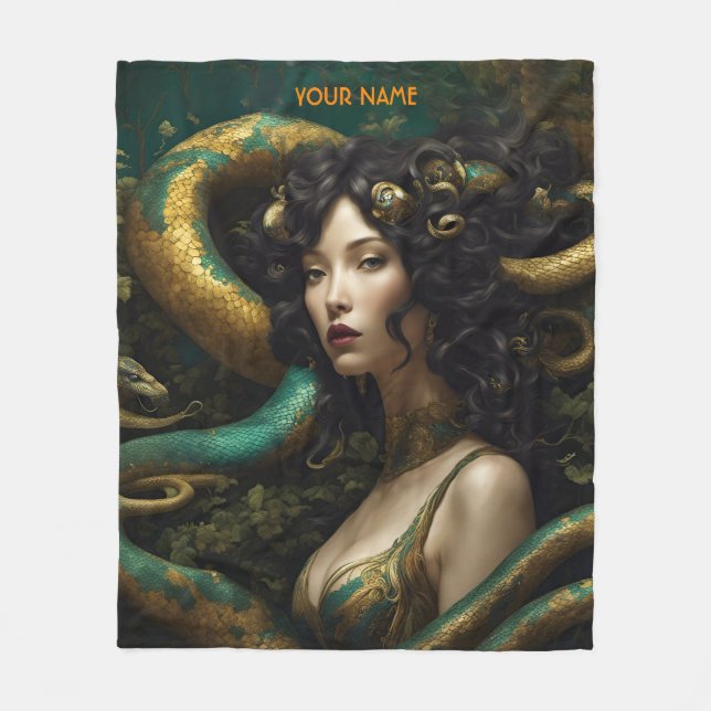 Fantasy Cute Vivid Flowers Girl Serpent Fleece Blanket (Front)
