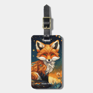 Fantasy Cute Vivid Fox Night Flowers Luggage Tag