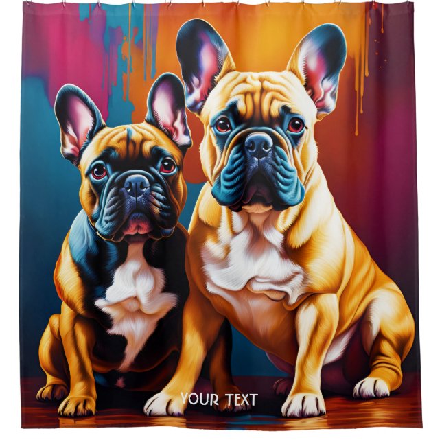 Fantasy Cute Vivid French Bulldog Family Shower Curtain (Front)