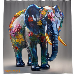 Fantasy Cute Vivid Glass Blown Elephant Shower Curtain