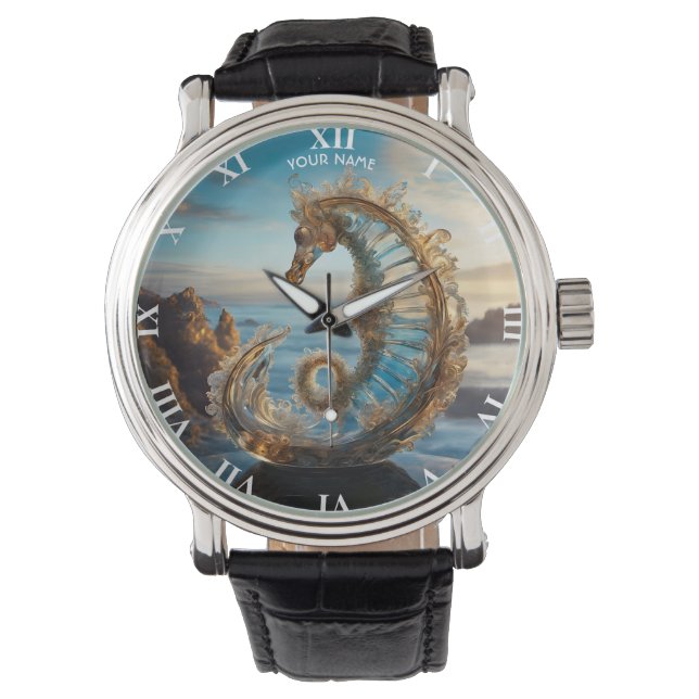 Fantasy Cute Vivid Glass Seahorse Watch (Front)