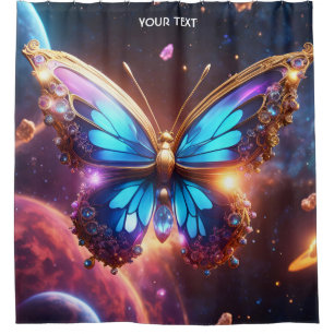 Fantasy Cute Vivid Glass Vibrant Butterfly Shower Curtain