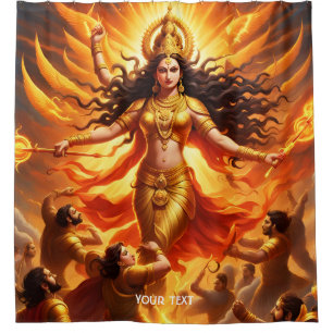 Fantasy Cute Vivid Goddess Durga Battle Shower Curtain