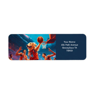Fantasy Cute Vivid Golden Retriever Basketball Return Address Label