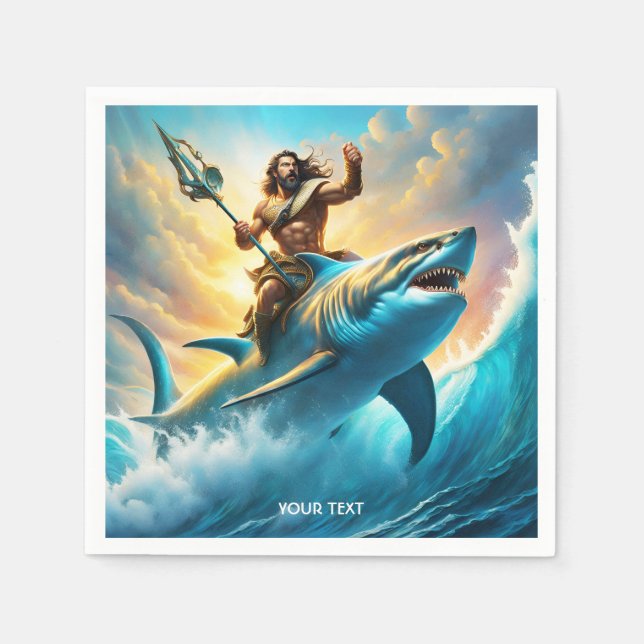 Fantasy Cute Vivid Greek God Shark Napkin (Front)