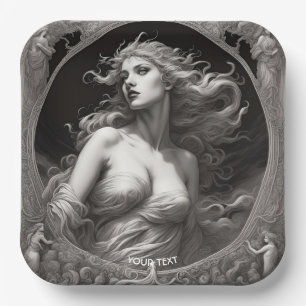 Fantasy Cute Vivid Greek Goddess Beauty Paper Plate
