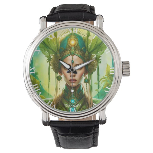 Fantasy Cute Vivid Green Beautiful Girl Watch (Front)