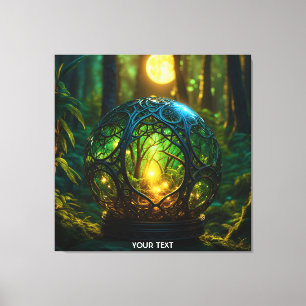 Fantasy Cute Vivid Green Sphere Forest Canvas Print