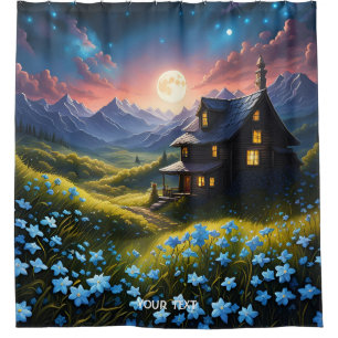 Fantasy Cute Vivid House Night Moon Shower Curtain