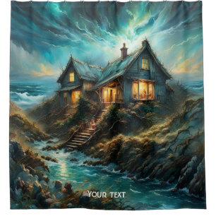 Fantasy Cute Vivid House Storm Ocean Shower Curtain