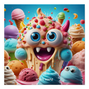 Fantasy Cute Vivid Ice Cream Funny Creature Poster