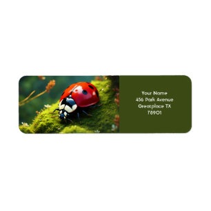 Fantasy Cute Vivid Ladybug Moss Summer Return Address Label