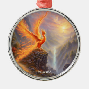 Fantasy Cute Vivid Lake Phoenix Fire Metal Ornament