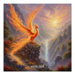 Fantasy Cute Vivid Lake Phoenix Fire Poster