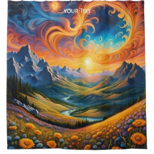 Fantasy Cute Vivid Landscape Gouache Style Shower Curtain