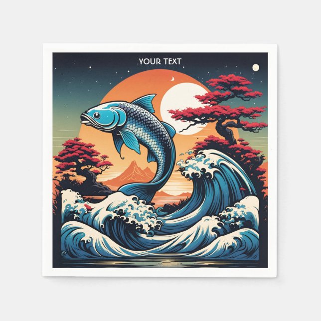 Fantasy Cute Vivid Landscape Japanese Style Napkin (Front)