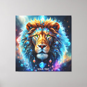 Fantasy Cute Vivid Lion Space Bubbles Canvas Print