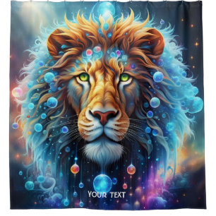 Fantasy Cute Vivid Lion Space Bubbles Shower Curtain