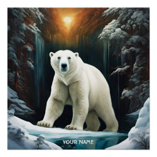 Fantasy Cute Vivid Majestic Polar Bear Poster