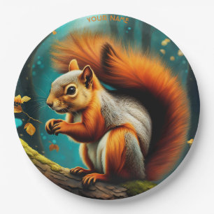 Fantasy Cute Vivid Majestic Red Squirrel Paper Plate