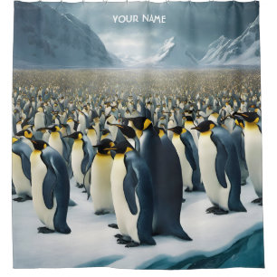 Fantasy Cute Vivid Many Emperor Penguins Shower Curtain