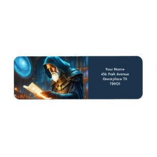 Fantasy Cute Vivid Old Wizard Spell Return Address Label
