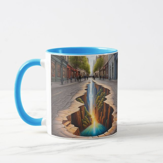 Fantasy Cute Vivid Optical Illusion City Mug (Left)