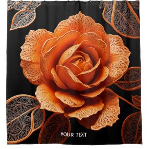 Fantasy Cute Vivid Orange Rose Filigree Shower Curtain