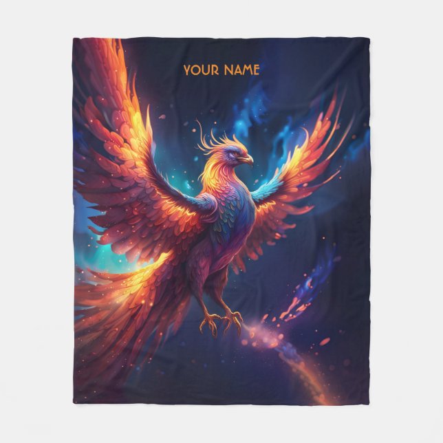 Fantasy Cute Vivid Rising Phoenix Fleece Blanket (Front)