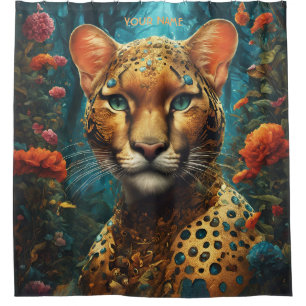 Fantasy Cute Vivid Romantic Big Cat Shower Curtain