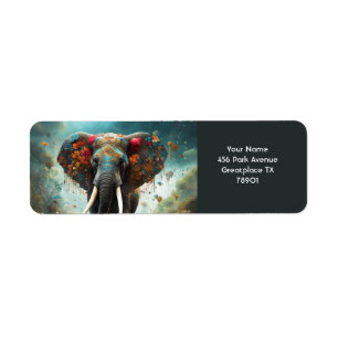 Fantasy Cute Vivid Romantic Elephant Portrait Return Address Label