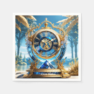Fantasy Cute Vivid Sapphire Clock Sea Napkin