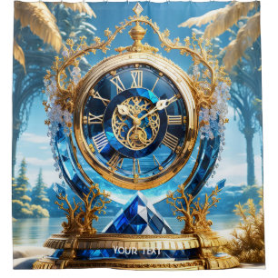 Fantasy Cute Vivid Sapphire Clock Sea Shower Curtain
